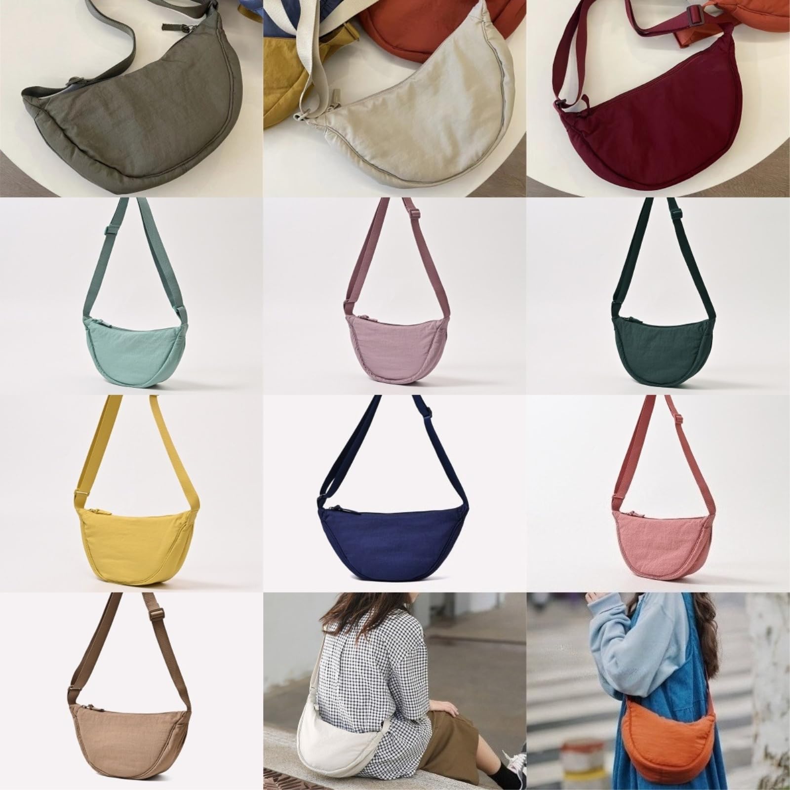 Schultertasche Solide Farbe Halbmond Crossbody Tasche, Große Kapazität Weiche Knödel Stil Reise Schulter Handtasche