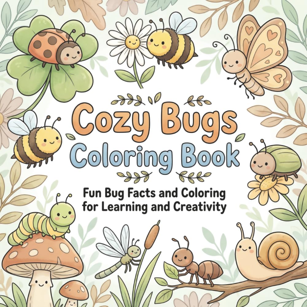 Cozy Bugs Coloring Book : Fun Bug Facts and Coloring for Learning and Creativity