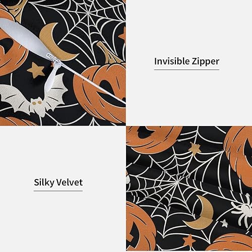 Miniatura 9 de Sunshineyan Fundas de almohada de Halloween de 12 x 20 pulgadas, juego de 2 fundas de almohada de calabaza fantasma, fundas de cojín naranja y