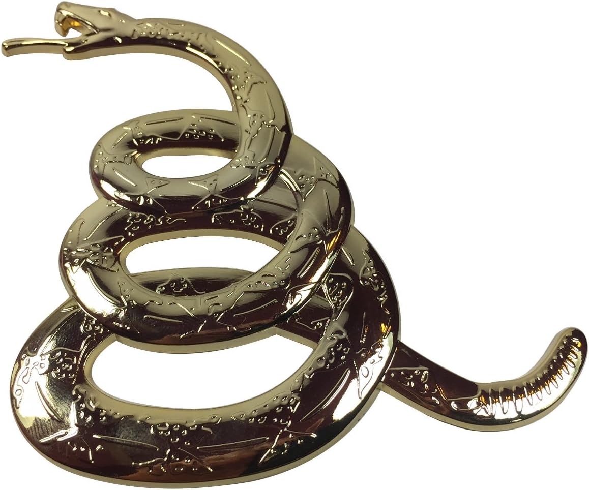 pokerweights Ultra Premium Gadsden Snake 3D Metal Auto Emblem Don't Tread on me (Gold)