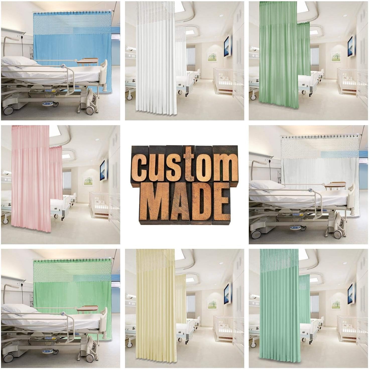 Macochico Medical Curtains Privacy Flexible Clinic Curtains High Ceiling Hospital Lab Clinic Curved Room Decorative, Customizable for Header and Size