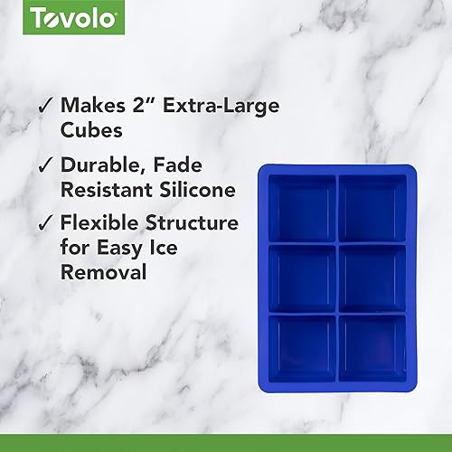 Miniatura 3 de Tovolo Bandeja grande King Craft para congelador de moldes de hielo de 2 pulgadas para whisky, bourbon, bebidas alcohólicas y bebidas alcohólicas,