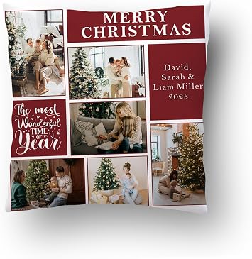 Customized Christmas Throw Pillow. Custom Pillow with Text. Christmas Pillows Decorative. Gift for Christmas & Birthdays Insert+Cover. 14"X14", Christmas Pillow 06