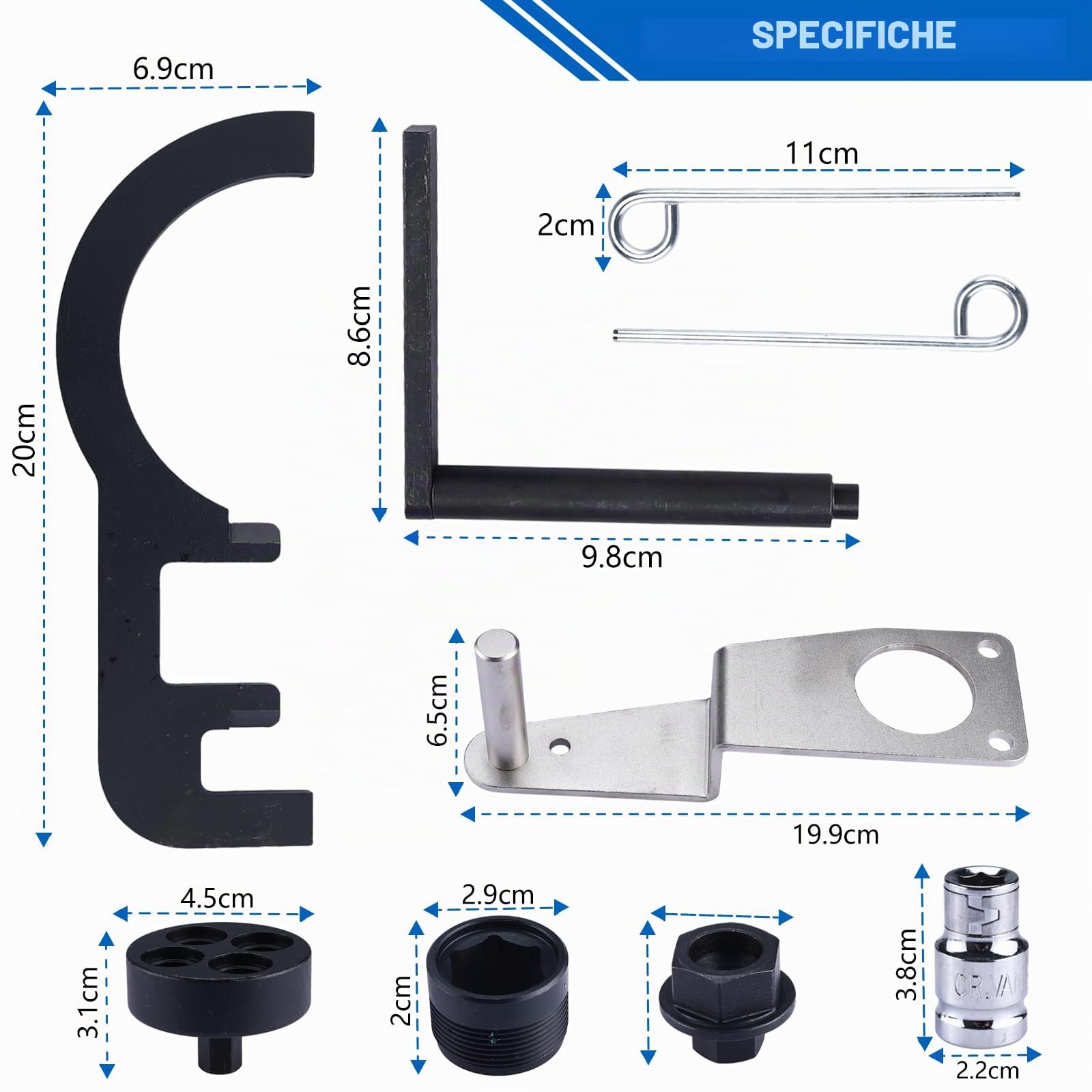 FreeTec 8pz Attrezzi Distribuzione, Dime Messa in Fase Strumento di Bloccaggio Distribuzione del Regolare Catena Alberi a Camme Volano Pompa Carburante per Motore Diesel BMW N47 N47S N57 N57S 1.6 2.0