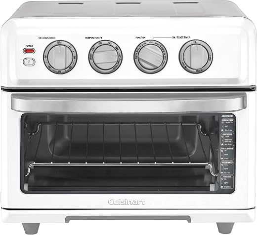 Cuisinart Air Fryer Toaster Oven with Grill, 1800W 8-1 Air Fryer Oven with Bake, Convection Bake, Grill, Broil and Warm Options, Large Capacity, 60-Minute Timer, TOA-70W, White
