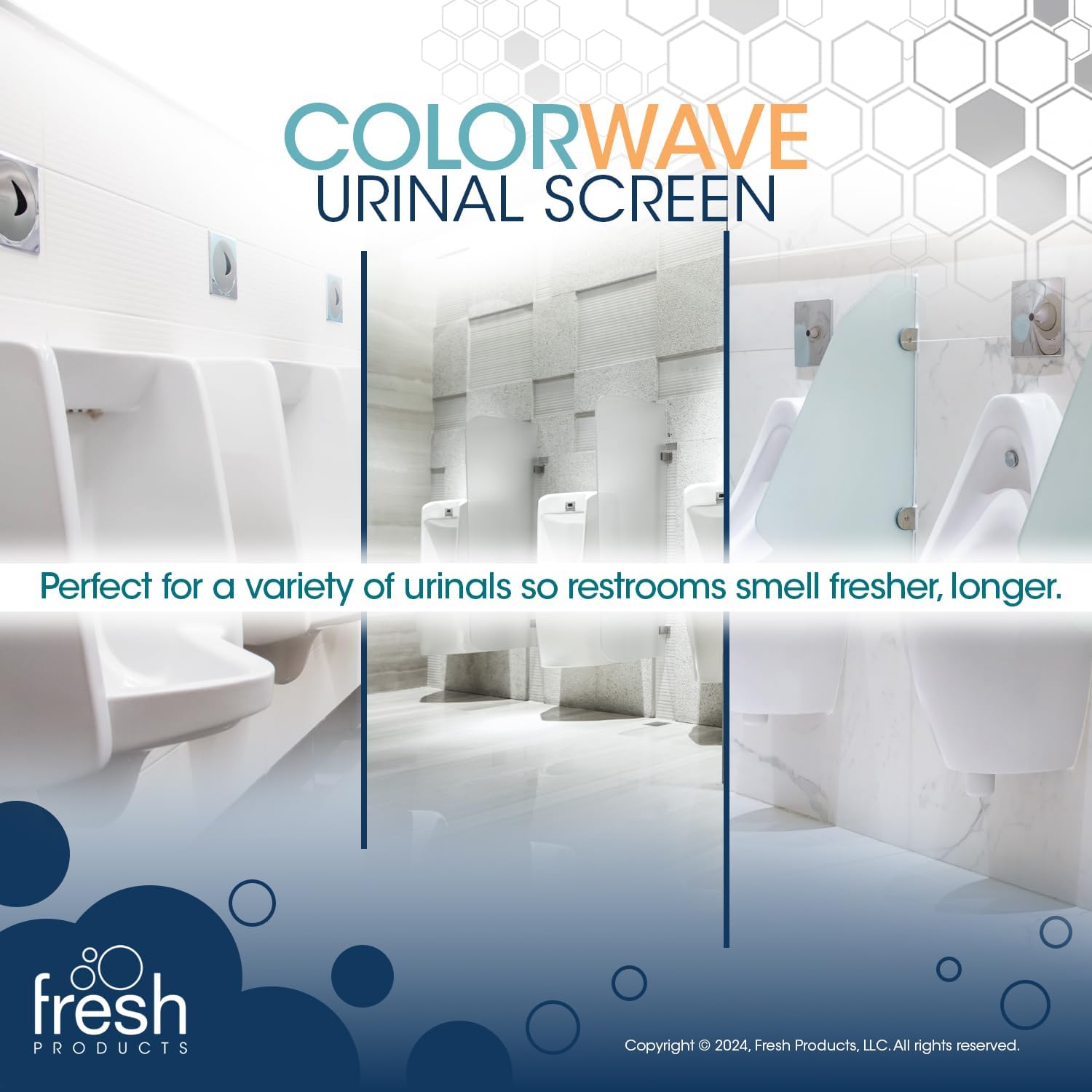Fresh Products Colorwave Urinal Screen Color Changing Bathroom Deodorizer for Urinals in Commercial Restrooms with Long-Lasting Fragrance and Superior Splash Control - Cucumber Melon 10 pack
