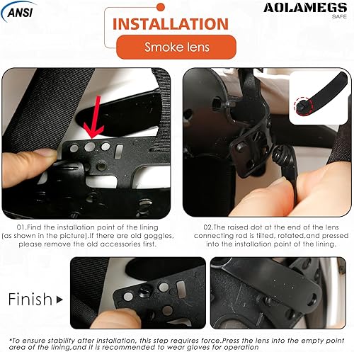 Miniatura 6 de Aolamegs Safe Anteojos de seguridad ANSI Z87, accesorios de visera de casco duro de construcción OSHA, protector de ojos transparente y tintado