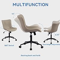 Vista 62 de YOUNIKE Silla de oficina, silla de escritorio sin brazos con ruedas, sillas giratorias ajustables para computadora de oficina en casa, silla