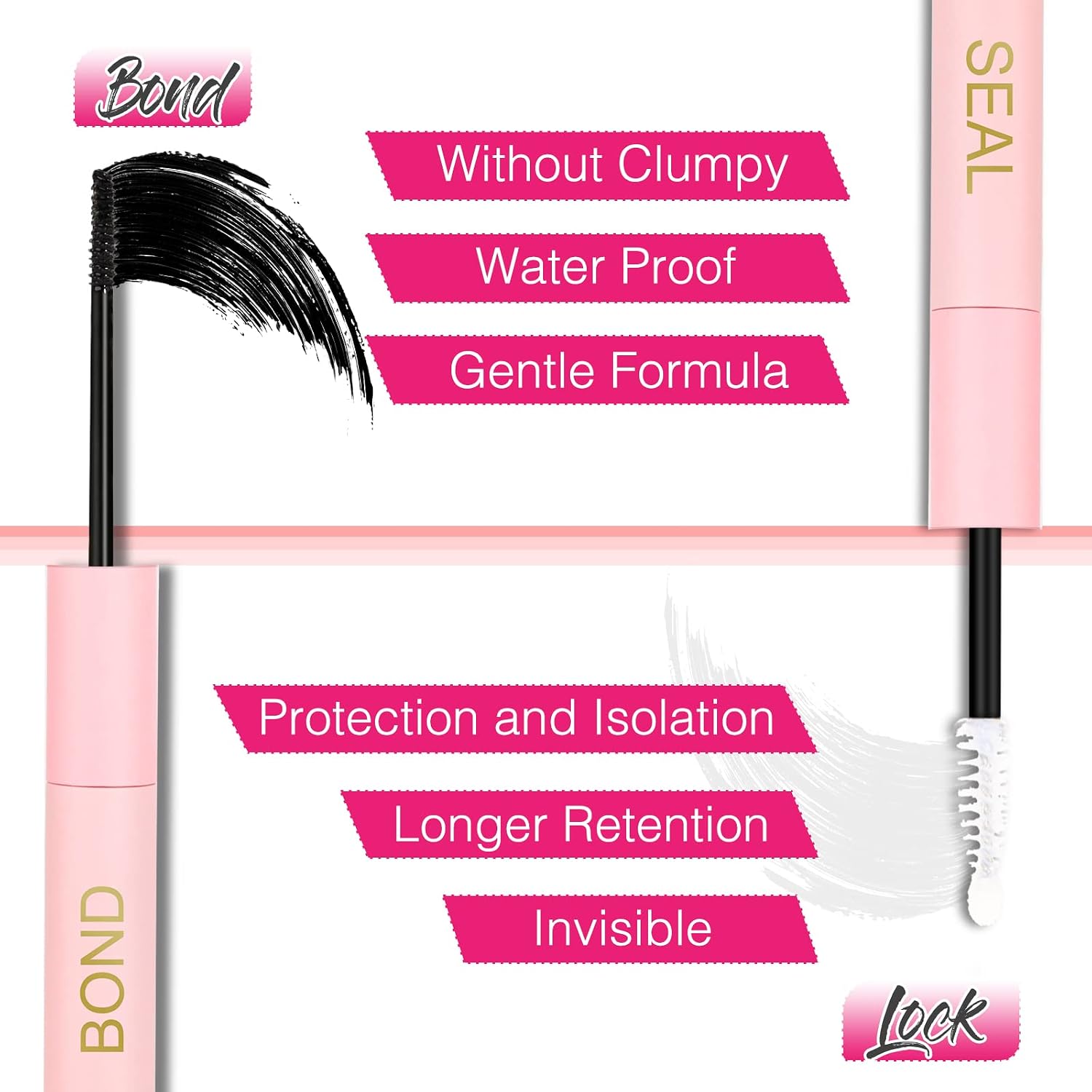 EMEDA Lash Bond and Seal Lash Glue for DIY Eyelash Extensions Strong Lash Cluster Glue for Individual Eyelashes Latex Free by EMEDA (2-in-1 Black Bond and Seal)