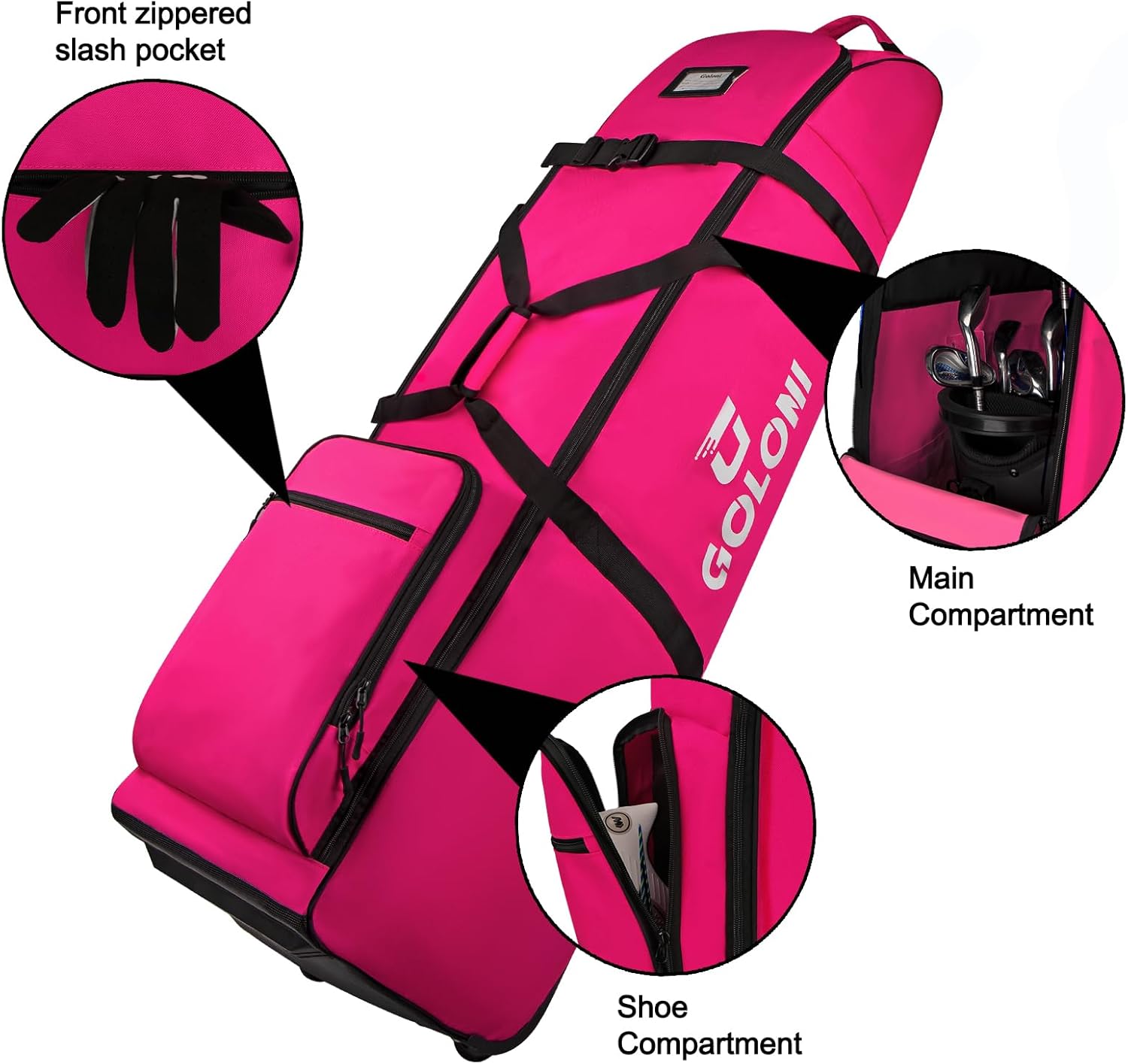 Goloni Golf Travel Bag with Wheels, Airline Approved Golf Club Travel Bag, Carry-On Golf Travel Case