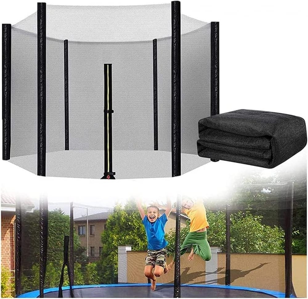 Cama elástica para niños soluciona peligro de golpes con postes acolchados y red de seguridad