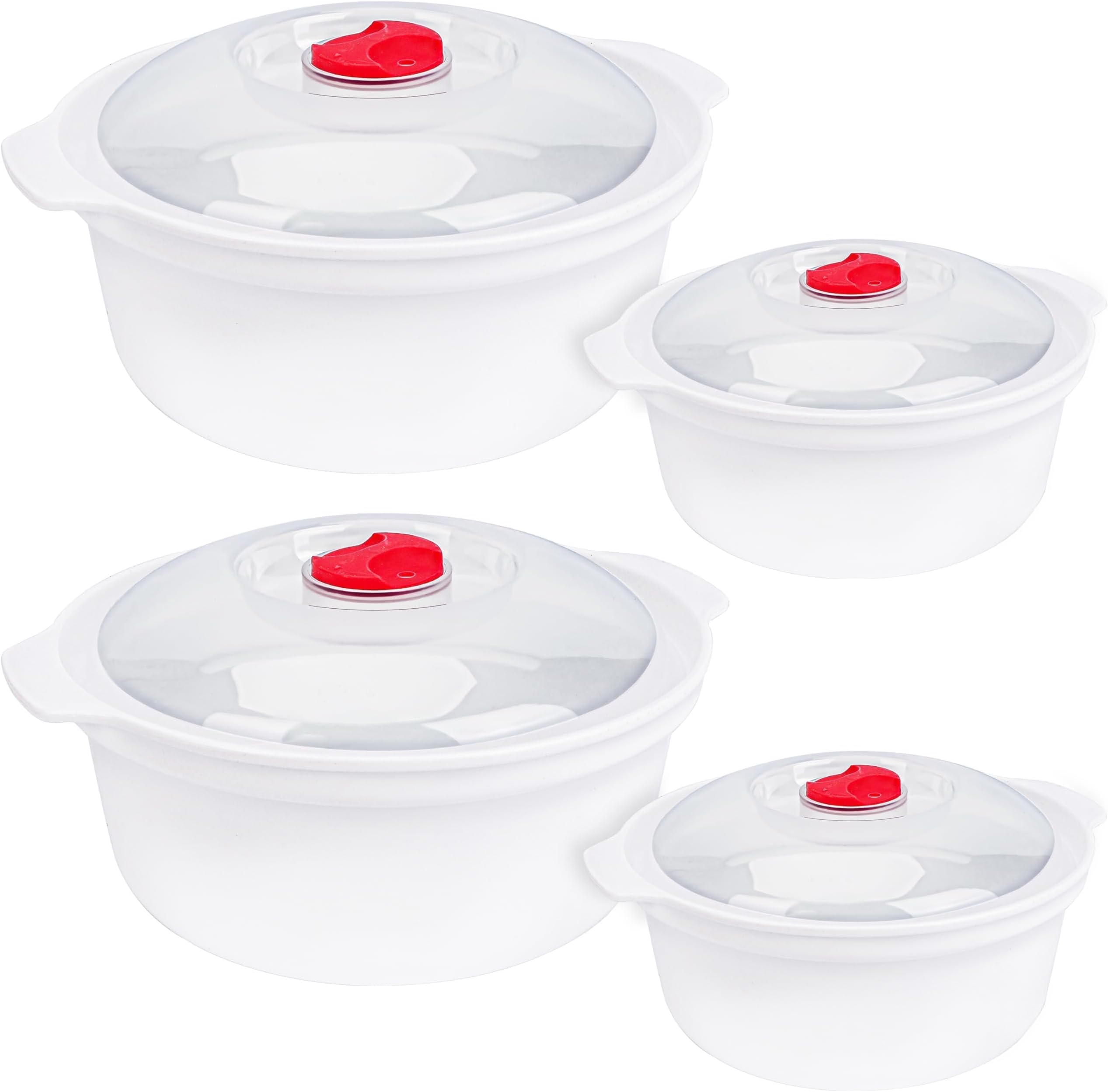 Belle Vous 4 Pack of Microwave Dishes with Lids - Microwave Bowl with Lid - Microwavable Food Containers - Vented Lids for Steam - Freezer & Dishwasher Safe - BPA-Free
