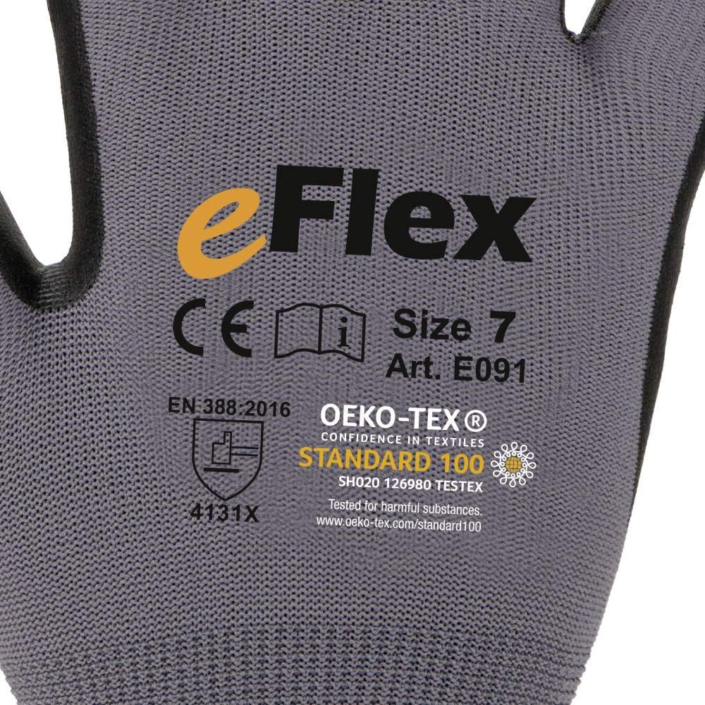 Asatex E091 9 Gants Finement Tricoté avec Enduction, Gris/Noir, Taille 9