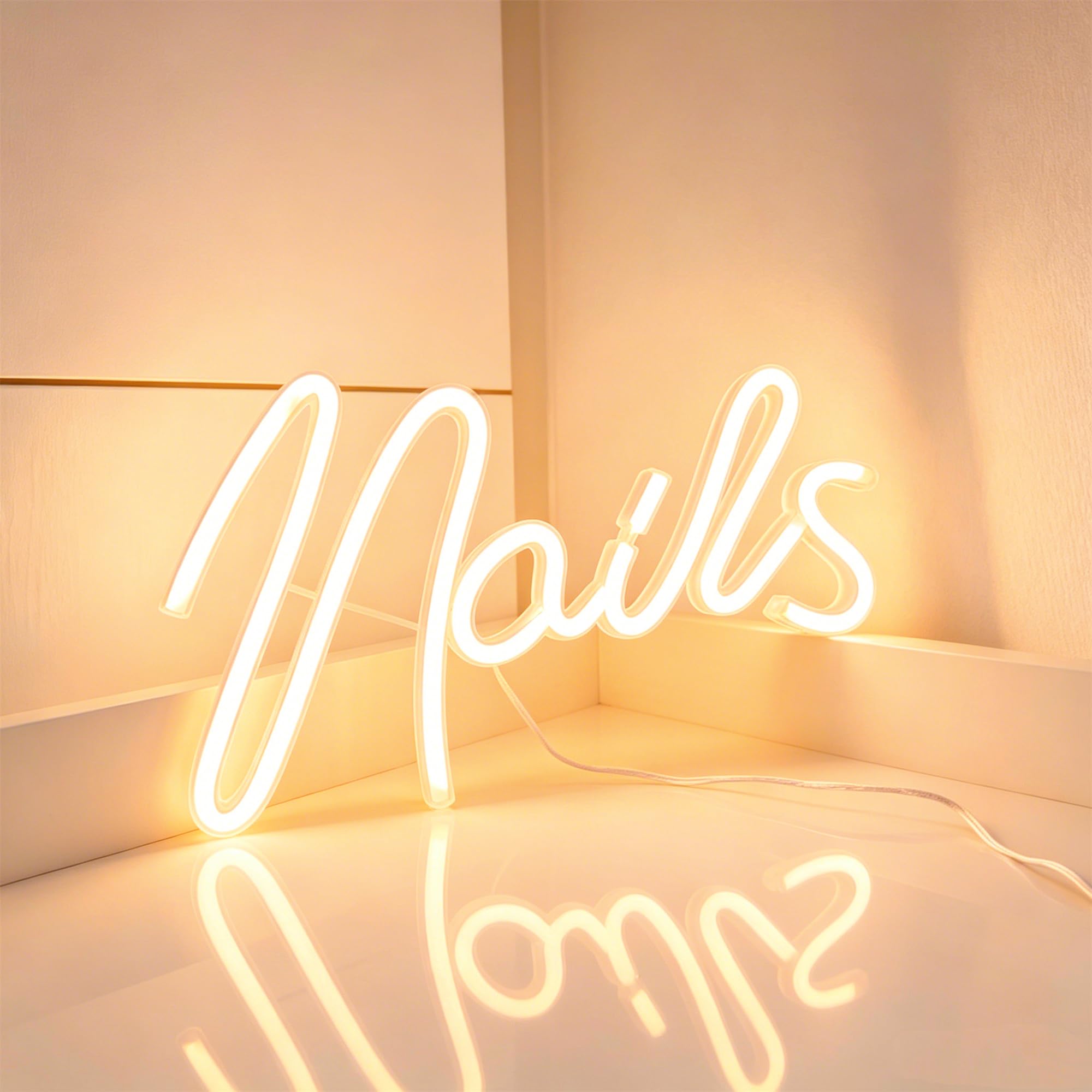 Nails Neon Signs for Wall Decor, USB or Battery Operated Neon Light for Cosmetic Salon Spa Beauty Room Bedroom Bar, Gift for Nail Tech Girls Birthday Christmas, 11.4×6.37 Inch