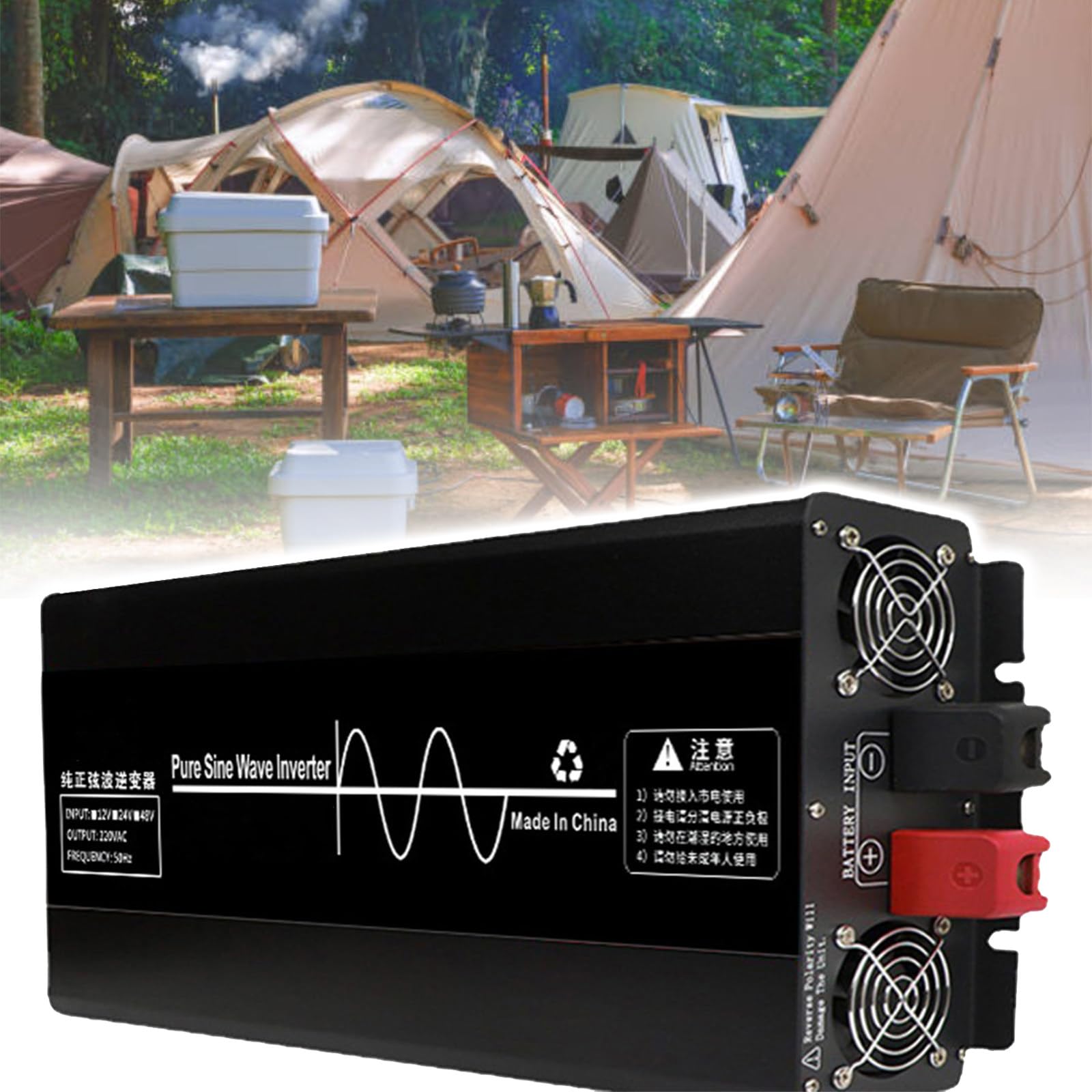 Przetwornica samochodowa DC 12 V na AC 240 V, czysta fala sinusoidalna przetwornica napięcia 3500 W 4500 W 7000 W do ładowania laptopa na zewnątrz kemping, z gniazdami,12V to 220V-3500W