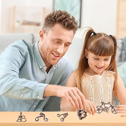 Miniatura 4 de Rompecabezas de 5 piezas, rompecabezas de metal fundido, juguetes para niños y adultos, prueba de coeficiente intelectual, caja educativa para