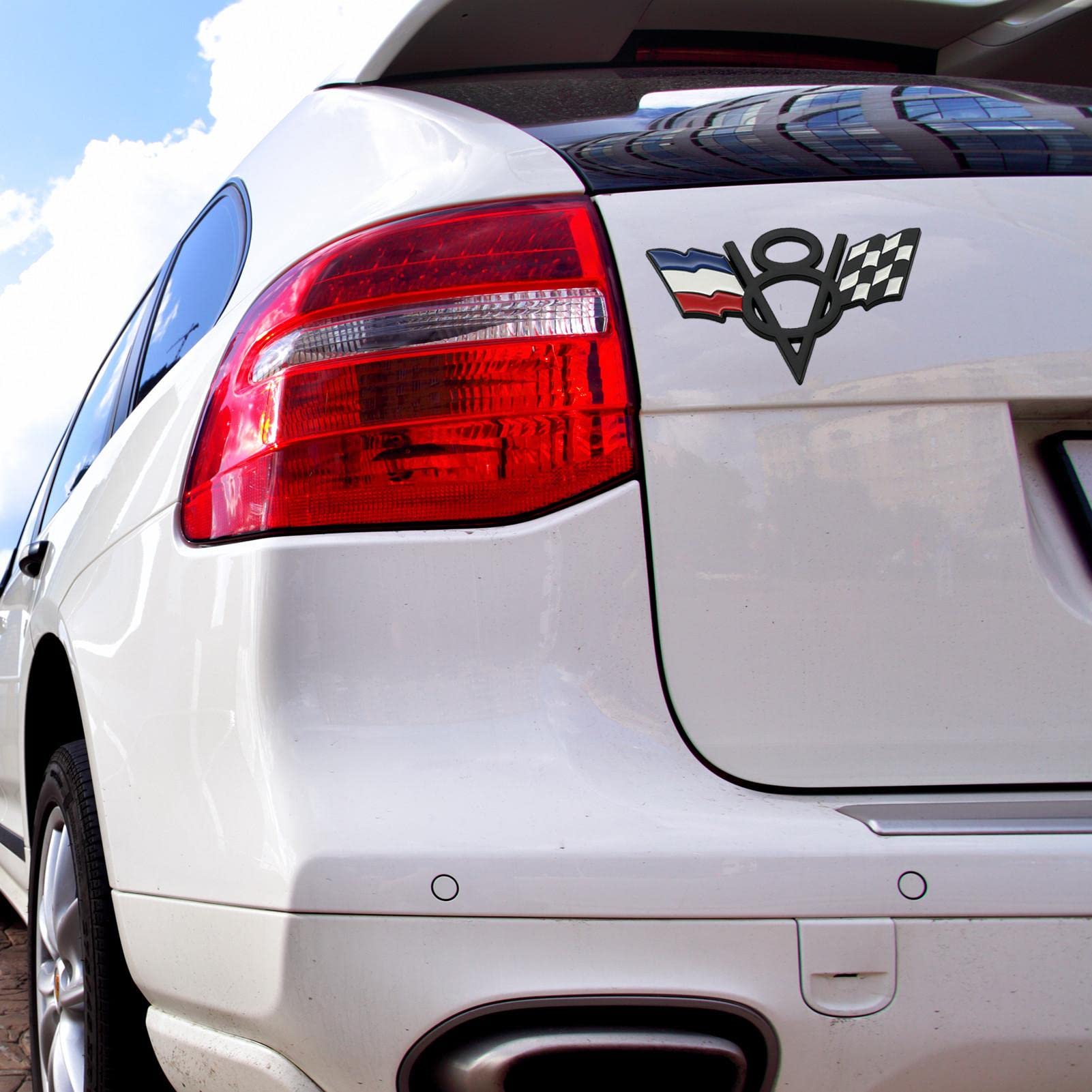 VUIUYOIES Stilvolles Autozubehör Emblem Abzeichen Aufkleber für Coole Autos. Langlebiges Zubehör aus Zinklegierung für Autoaufkleber Emblem, V8: Silber