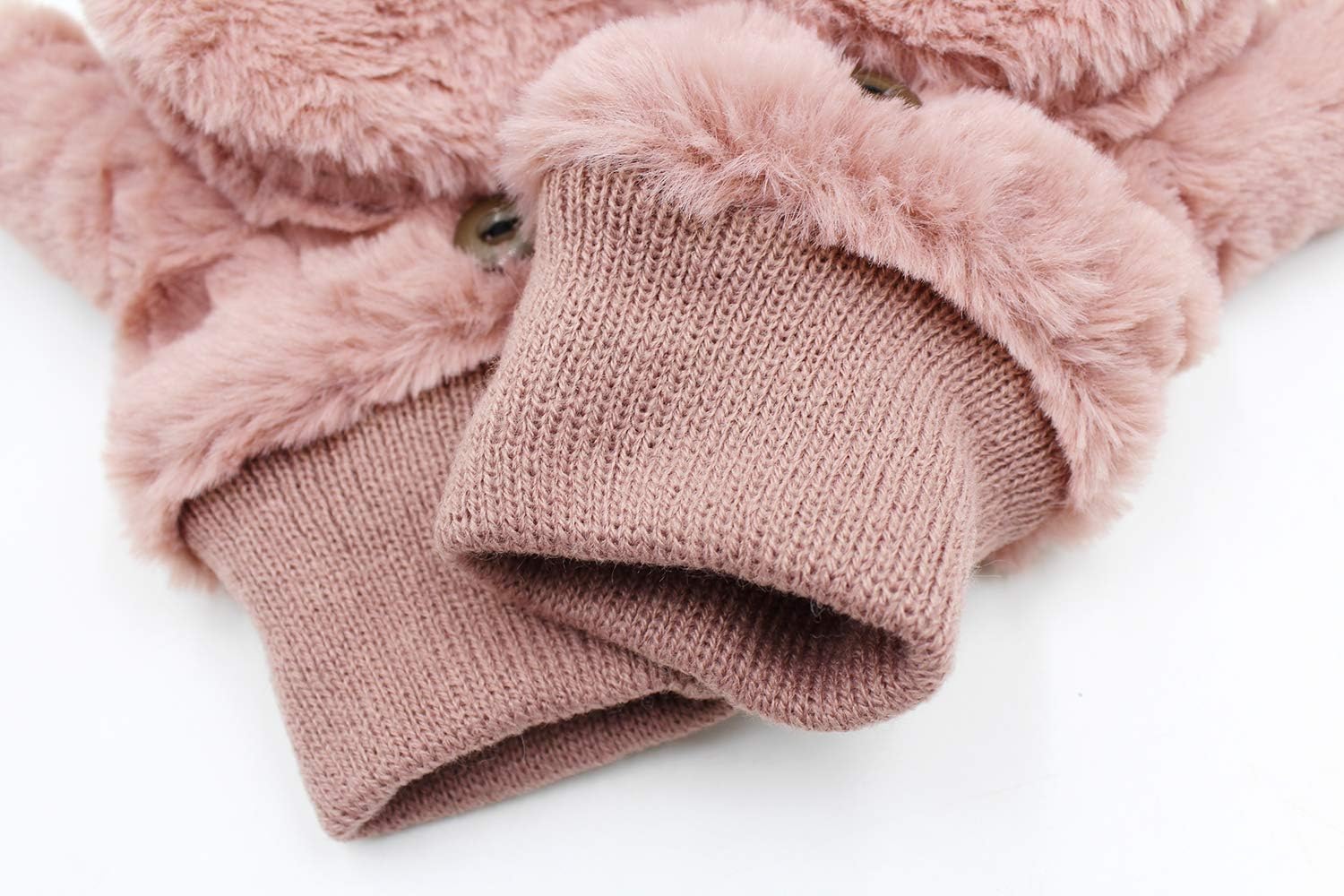 BOLLEY JOSS Women Girls Winter Warm Gloves Mittens Soft Faux Fur Wool Convertible Fingerless Gloves with Cover - Image 8