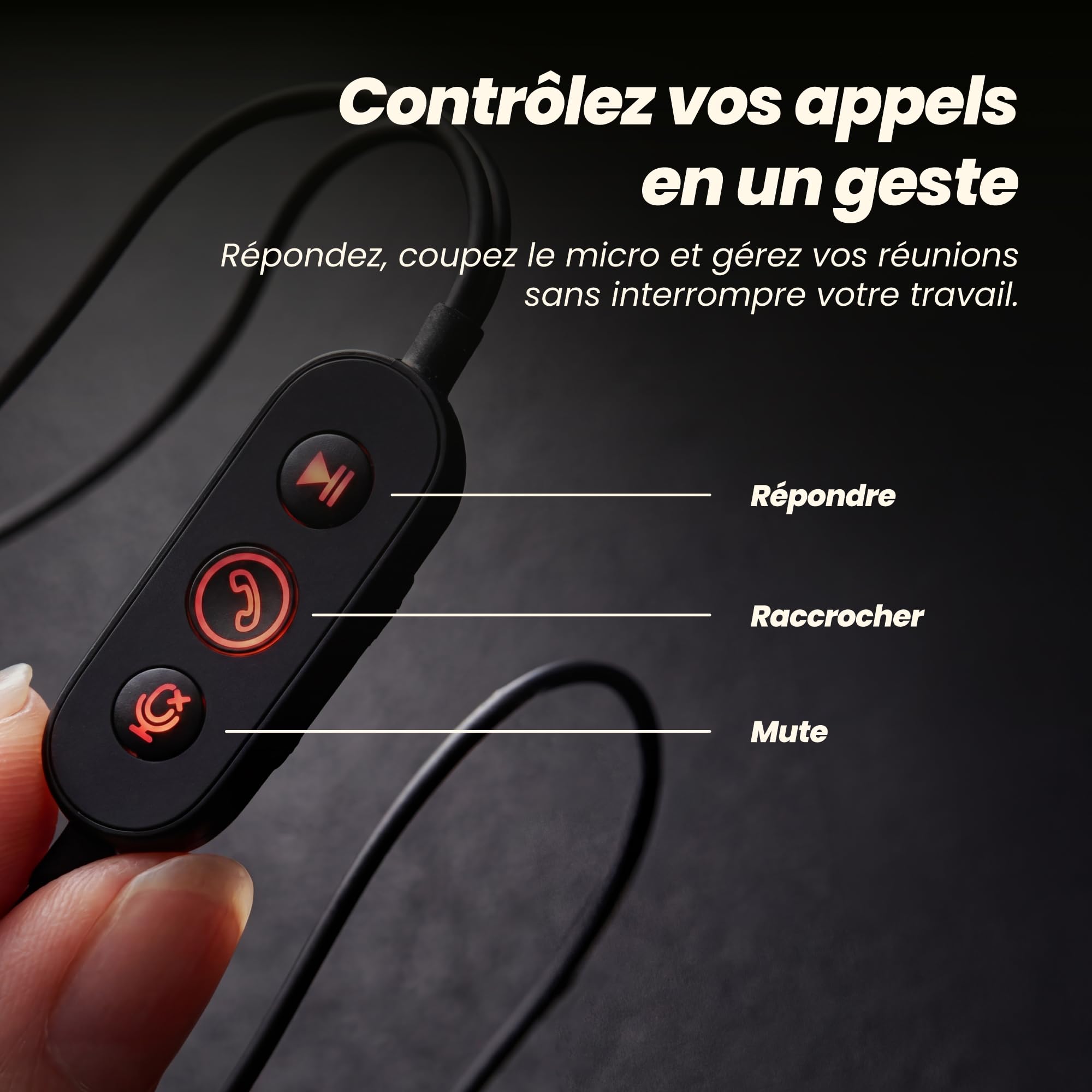T'nB ACTIV400S - Micro Casque PC, Réduction de Bruit ENC | Optimisé Teams, USB-A et USB-C, Micro Intelligent, Busy Lights, Télécommande Rétroéclairée, Couleur Noire