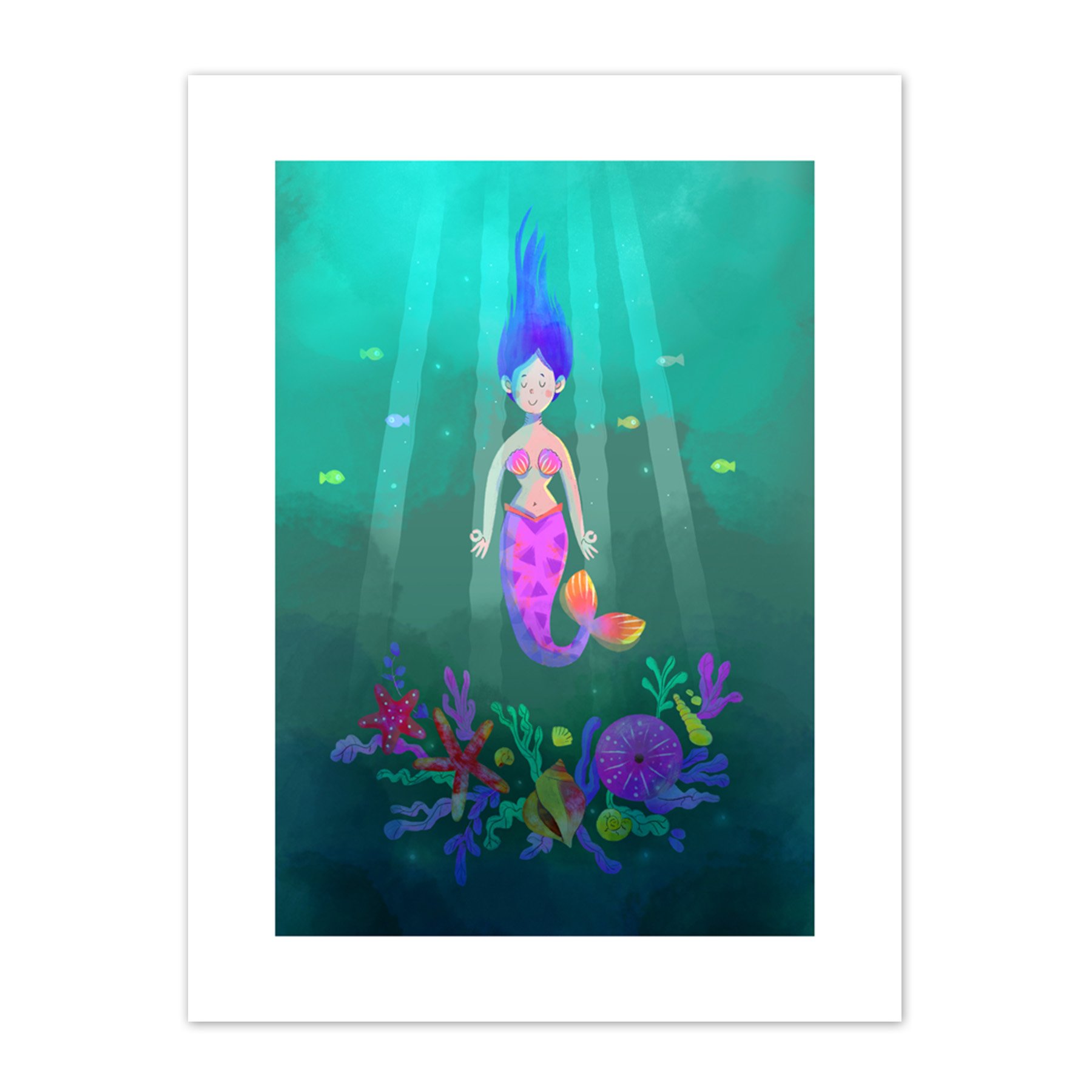 Wee Blue Coo Mermaid Girl Pink Canvas Art Print