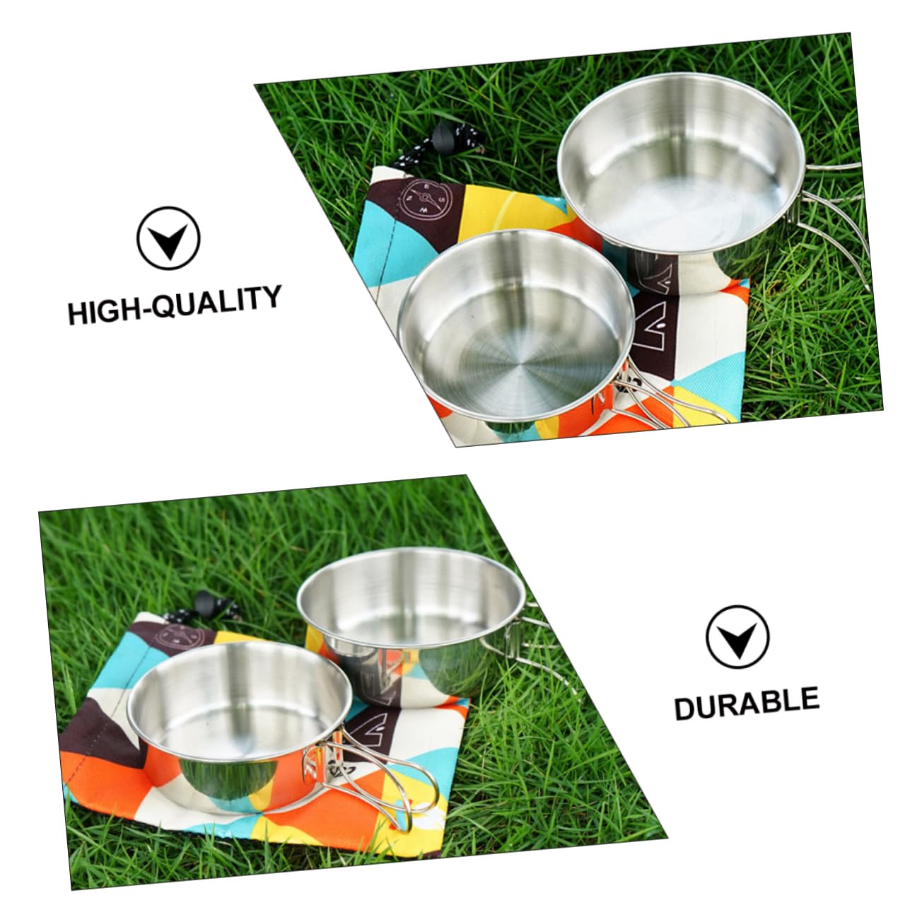 YARNOW 2ensembles Set De Bols Acier Inoxydable Pliables Pour Camping Ustensiles De Table Portables Pour Activités Plein Air Faciles à Nettoyer Transporter