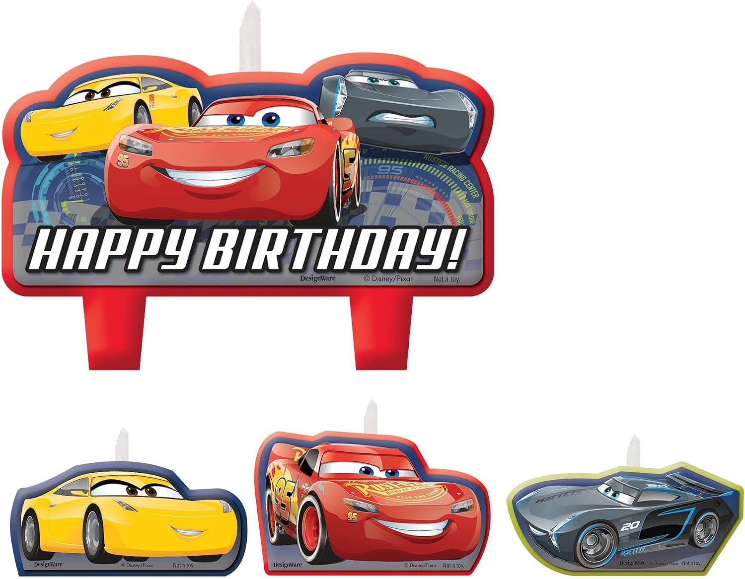 Disney Cars 3 Birthday Candles | Assorted Sizes | 4 Pcs