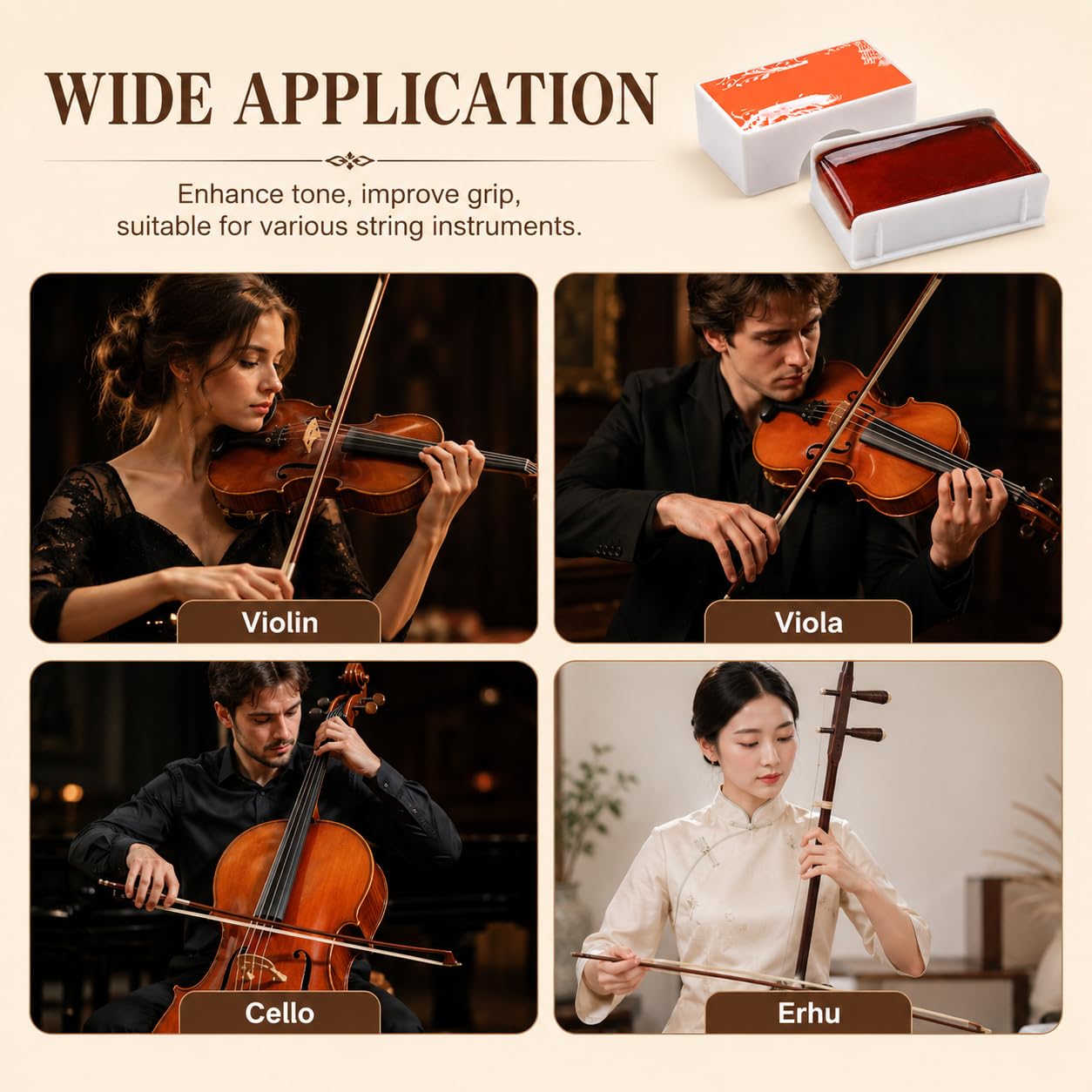 6PCS Colophanes Naturelles pour Instruments à Cordes Frottées, Colophane pour Violon et Violoncelle, Résine Anti-Poussière à Faible Emission, Amélioration du Son et Adhérence Optimale