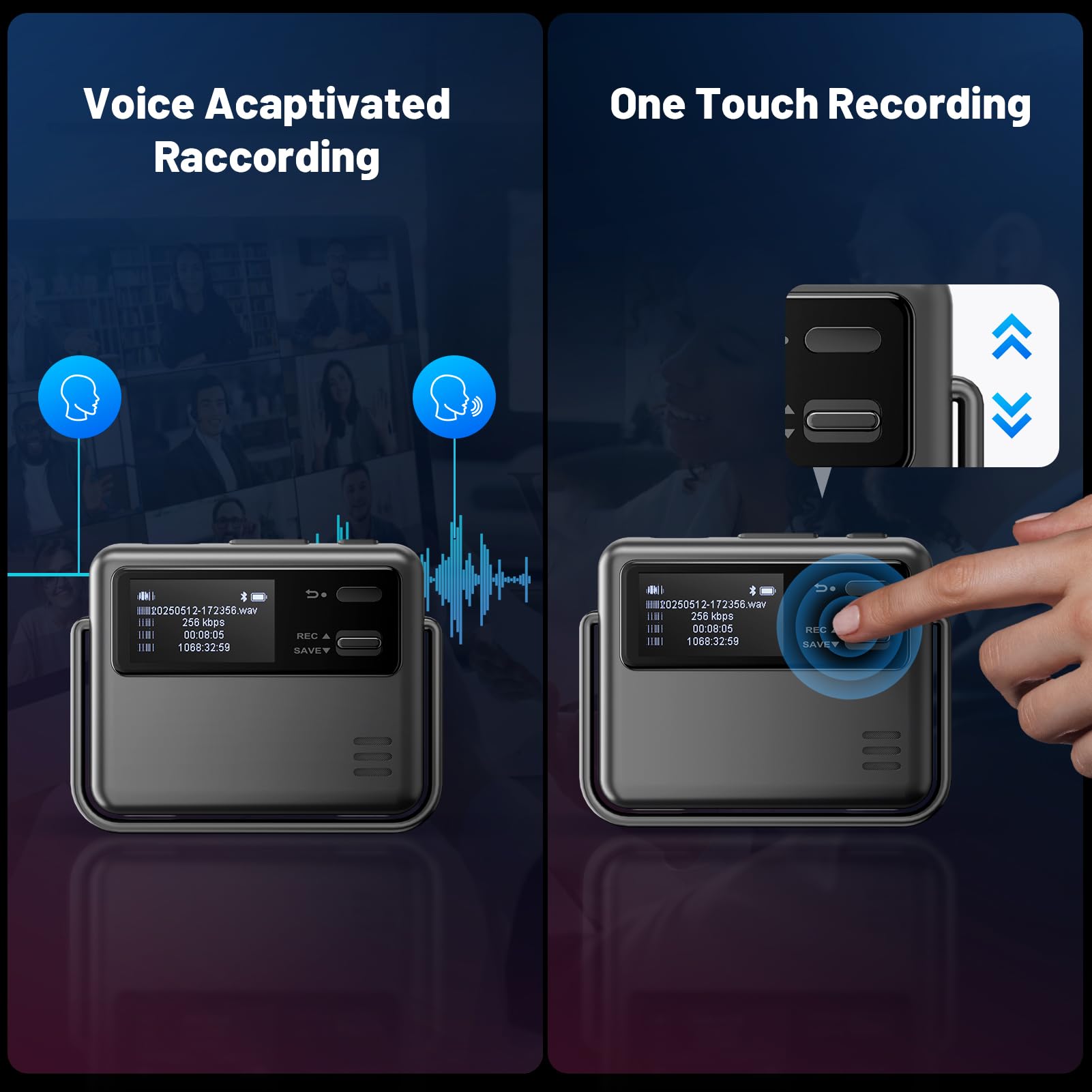MECHEN 128GB Digital Voice Recorder - Crystal Clear Audio For Lectures & Meetings