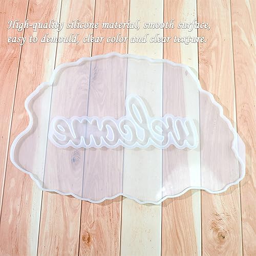 Miniatura 8 de Molde de silicona de resina de señal de bienvenida, molde de silicona grande para bandeja irregular para resina epoxi, adecuado para decoración del