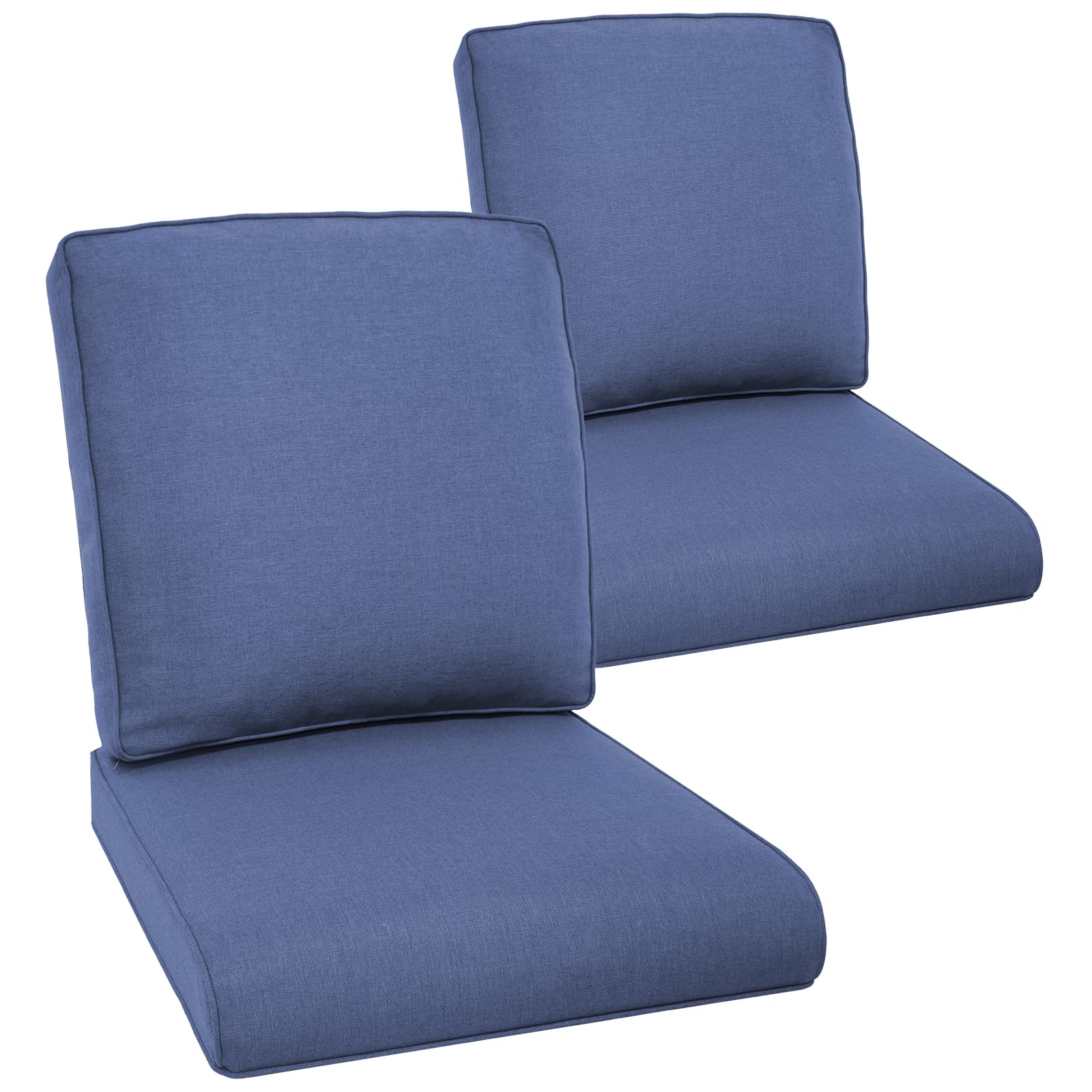 Outdoor Rattan Chair Cushions Set of 2 - Outside Durable Thick Replacement Back and Seat Cushion 22x24 with Zipper Cover for Patio Glider Rocking Chairs Loveseat Couch - Navy Blue/Classic