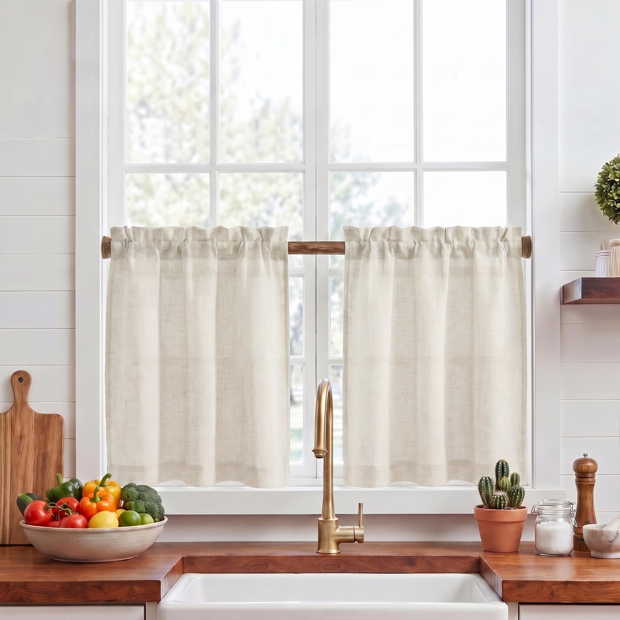 Cortinas cortas KGORGE para ventanas pequeñas solución contra deslumbramientos en cocina 90x60