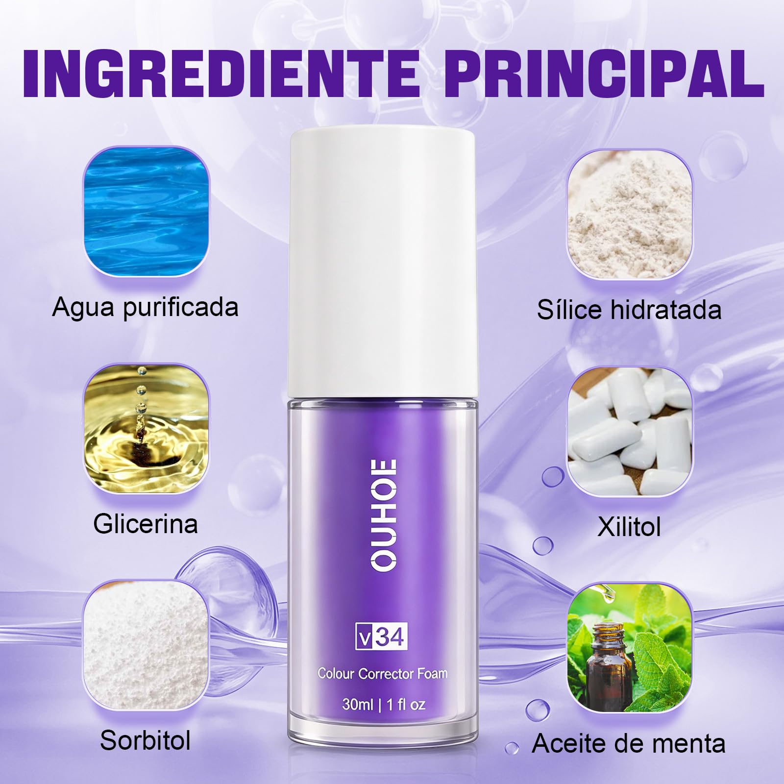 2PCS Púrpura Blanqueador Dental Profesional,Pasta Blanqueadores Dientes,Blanqueamiento Dental Eliminación Profunda de Manchas,Eficaz Para Fortalecer Dientes y Encías,Suave Para Dientes Sensibles - 4