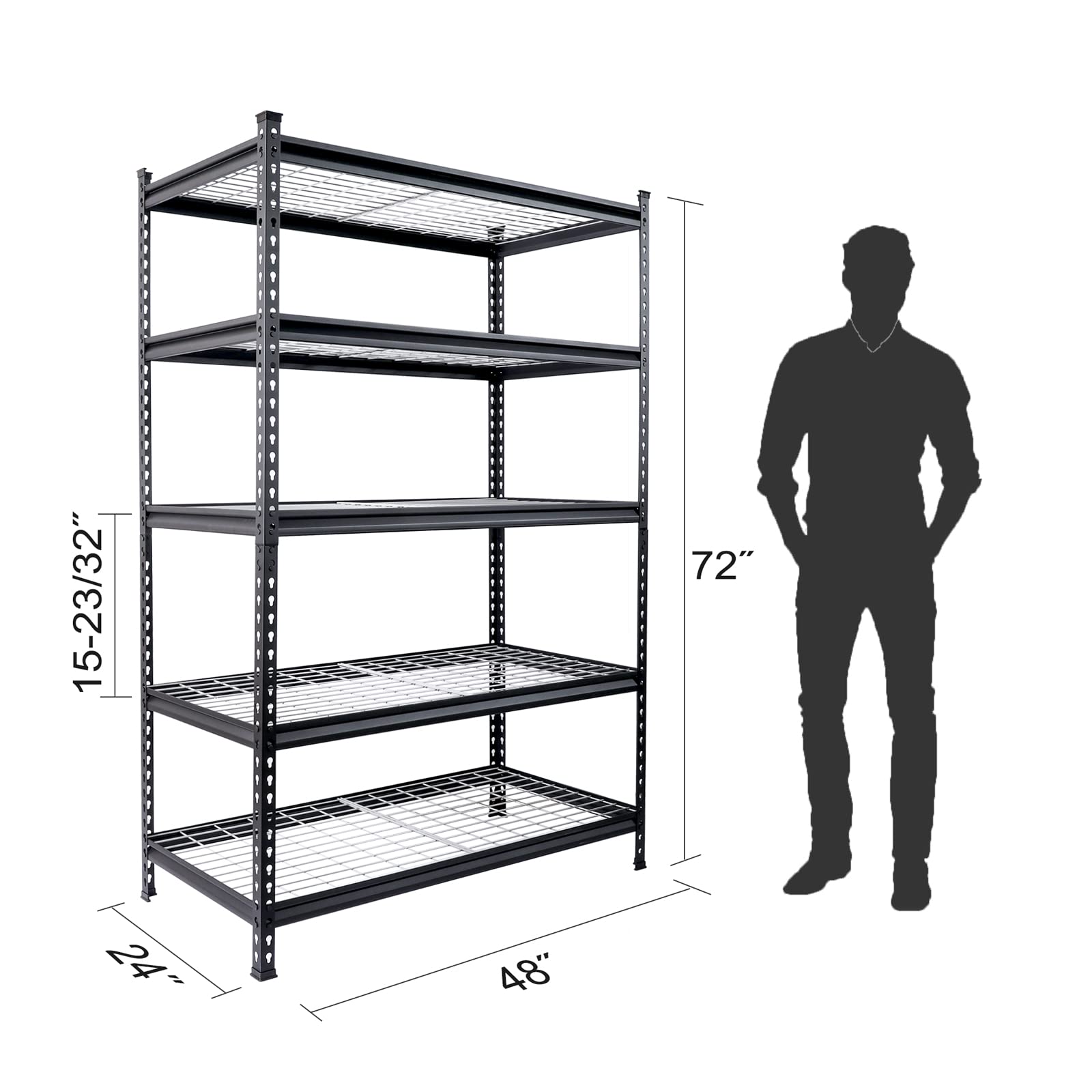 Buy WORKPRO 5Tier Metal Shelving Unit, 48”W x 24”D x 72”H, Heavy Duty