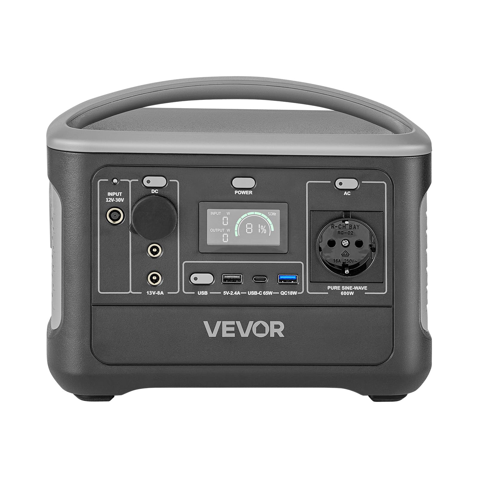 VEVOR Station Électrique Portable 600 W Générateur Solaire Portable Panneau Solaire 100 W Batterie Secours LiFePO4 493 Wh pour Urgence Domestique, Camping, Voyage Camping-car, avec 7 Ports de Sortie
