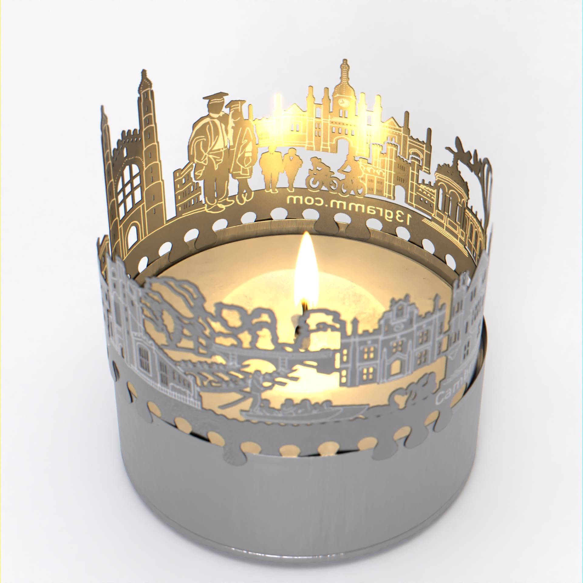13gramm Cambridge Skyline Shadow Play Candle Attachment - Illuminate Your Space with Beautiful Silhouettes of Iconic Landmarks - Souvenir for Cambridge Fans!