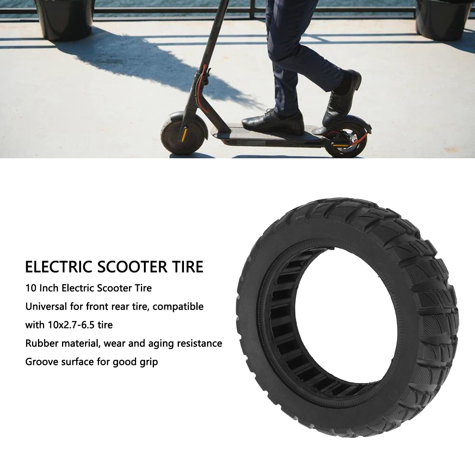 Pneu pour Trottinette électrique, 10x2.7-6.5 Tubeless, sans