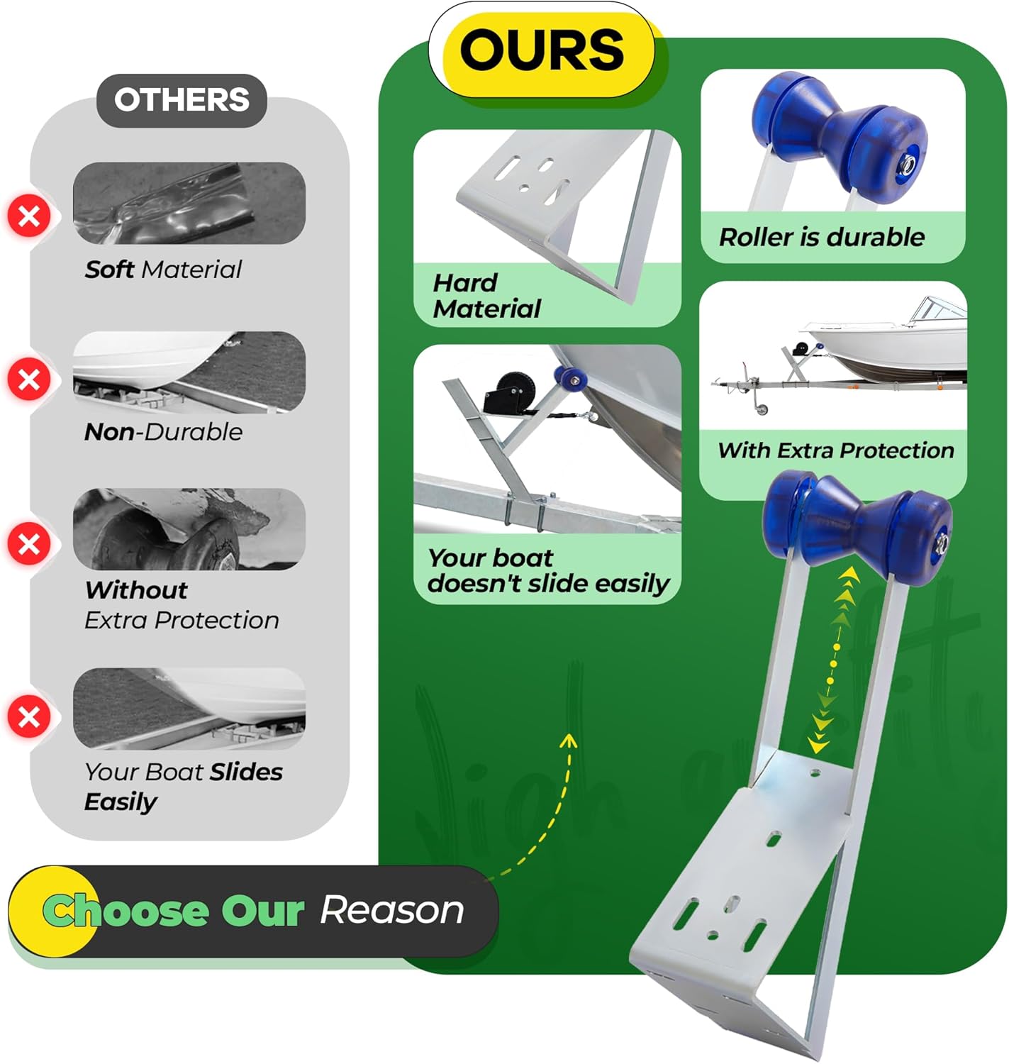 Winch Stand W/Roller Fit for 2" and 3" Winch Posts Compatible with Universal Boat Parts Steel Rubber Galvanized