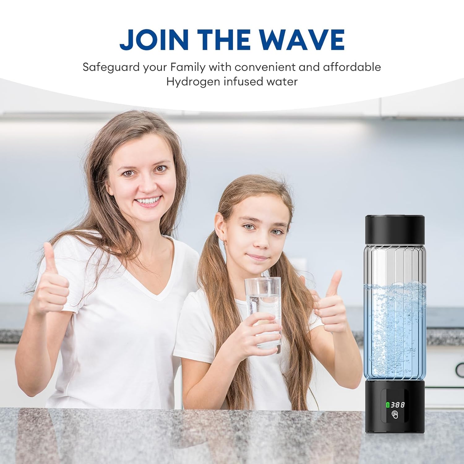 2025 Hydrogen Water Bottle Generator – 460ml Portable Hydrogen-Rich Water Maker, LED Display, 5-Min Fast 3000PPB, Rechargeable SPE/PEM Tech for Home, Office, Travel, Fitness