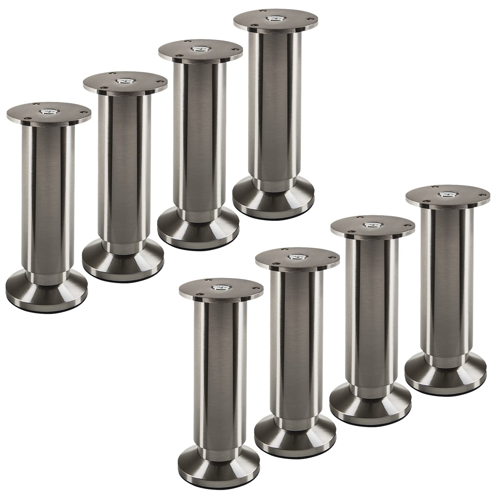 SOTECH 8 pies de Mueble Terra Altura 150 mm Aspecto Acero Inoxidable Cepillado Regulables en Altura hasta máx. 15 mm, cargables hasta 250 kg/por pie