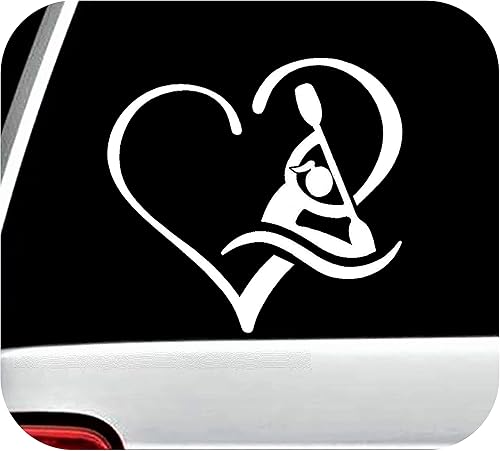 Etiqueta engomada de la etiqueta engomada del kayak del corazón del kayak de la muchacha