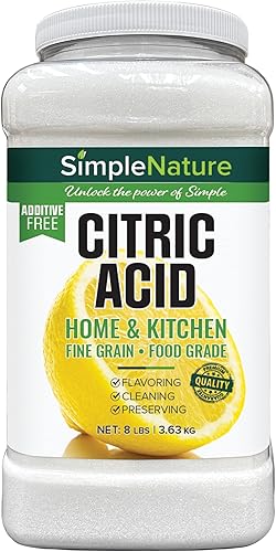 Ácido cítrico natural 8 libras Anhidro, potenciador del sabor de grado alimenticio, conservante, limpiador doméstico y más OMRI, sin OMG, para