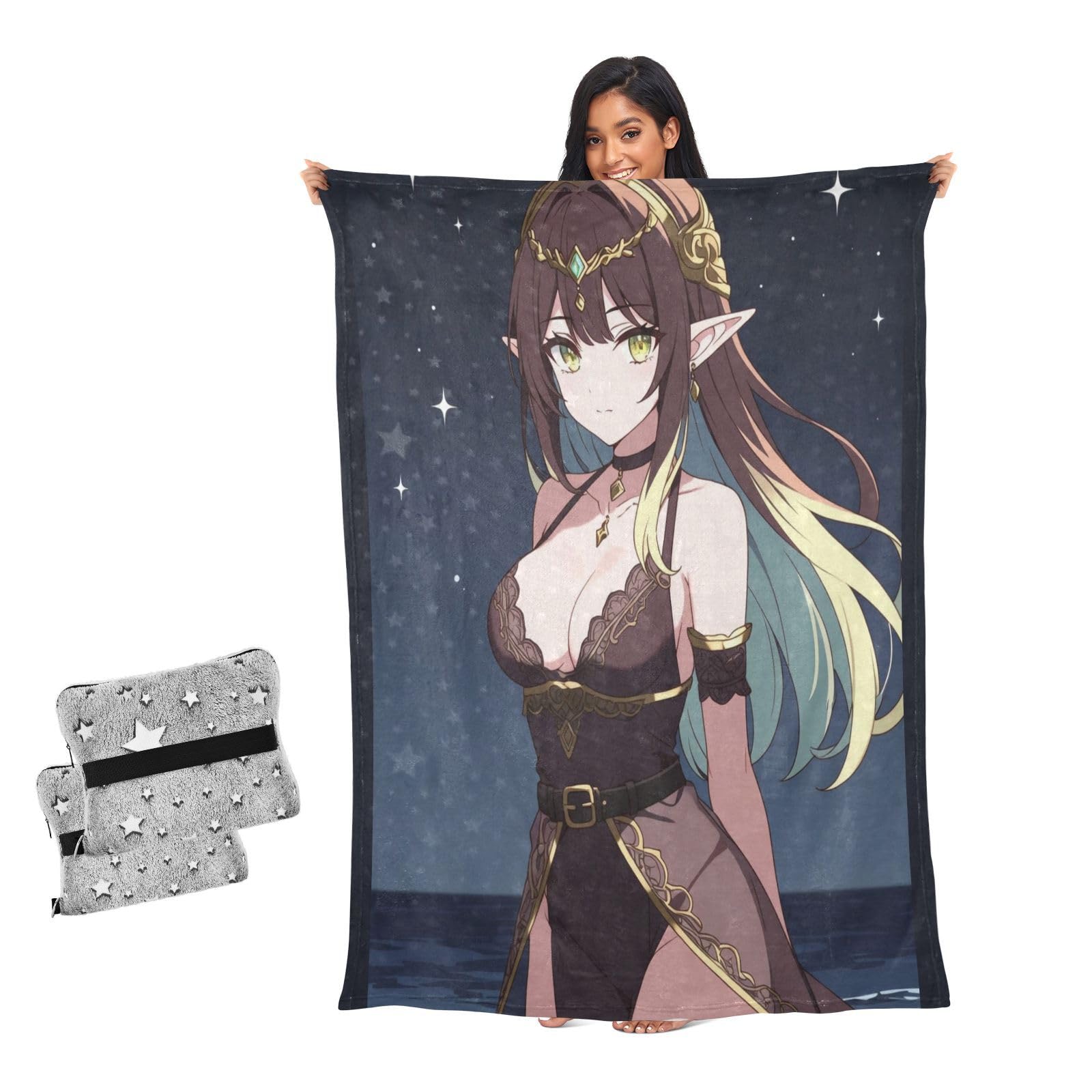 Manta de anime de elfo de belleza suave para sofa y salon