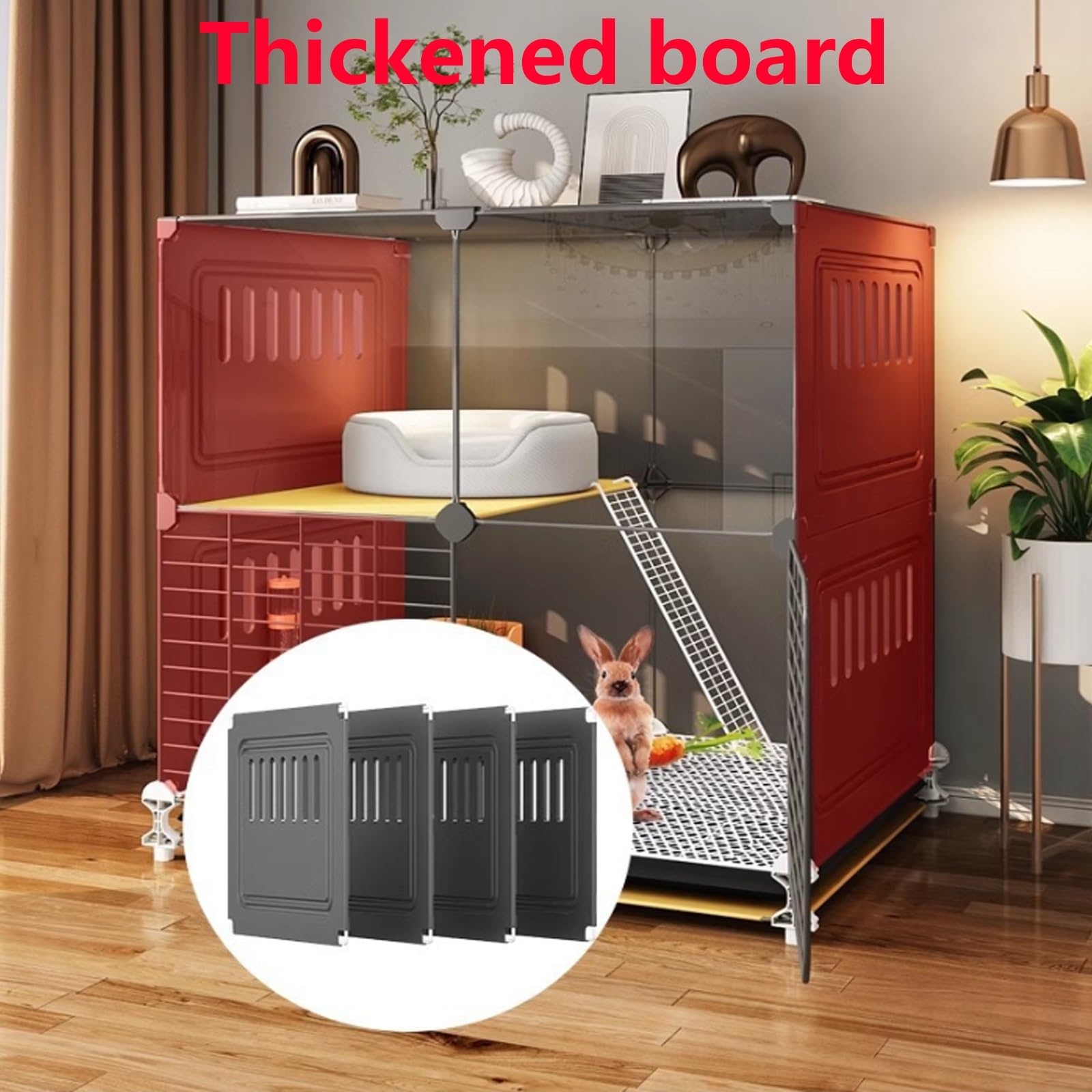 Gabbia Per Conigli Fai Da Te Con Rotelle, Piccola Casa Per Animali Con Vassoio Rimovibile E Paraspruzzi Per Urina, Facile Da Installare(75 * 49 * 117cm)