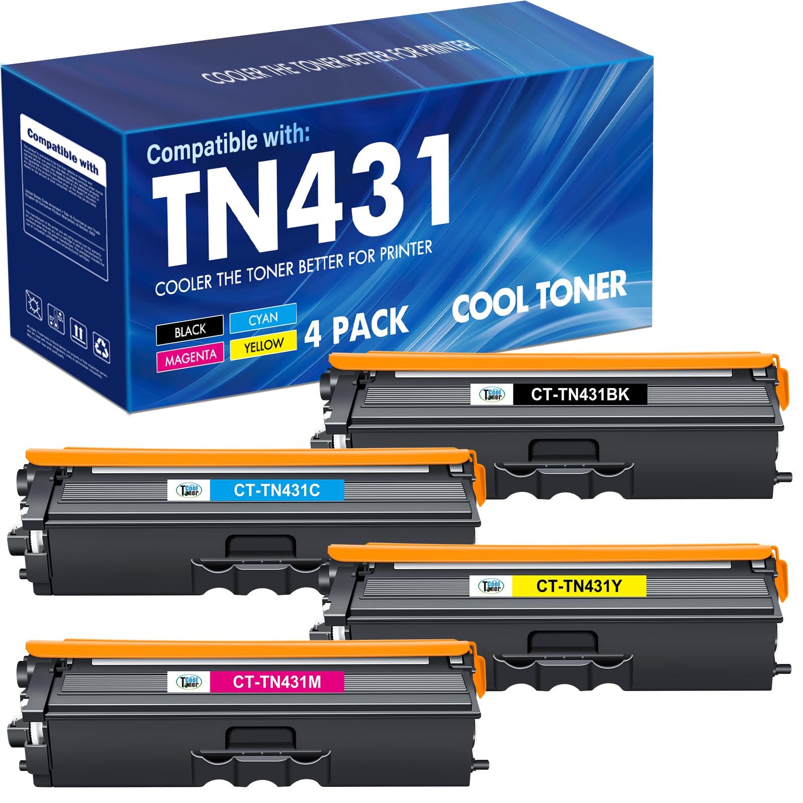 TN431 TN-431 4-Color Toner Cartridge Set for Brother TN 431 MFC-L8900CDW | Compatible for Brother MFC L8900CDW HL-L8360CDW HL-L8260CDW MFC-L8610CDW HL-L8360CDWT Printer TN431BK TN431C TN431M TN431Y