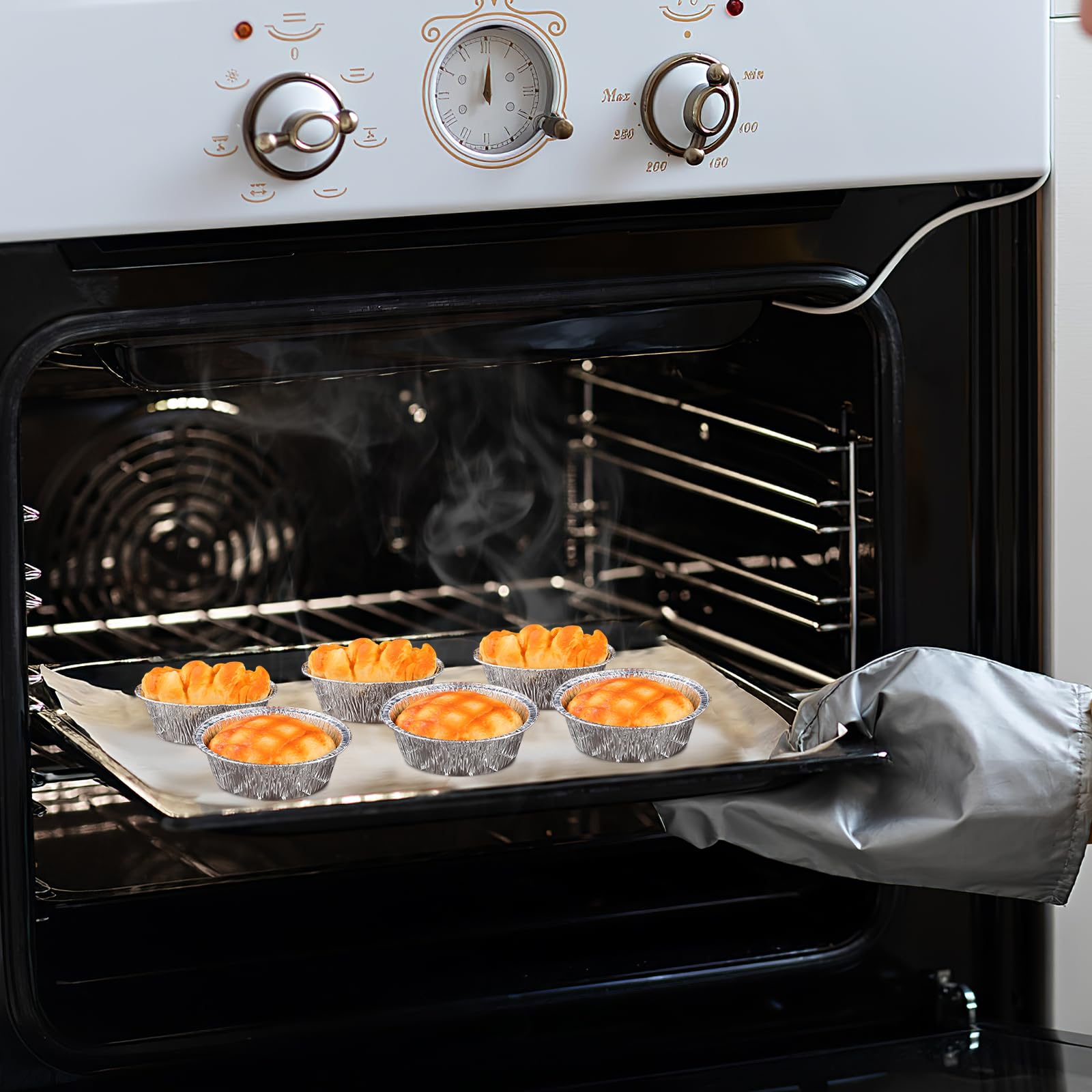40 Teglie Usa E Getta In Alluminio PRETYZOOM – 20 Rotonde E 20 Ovali, Per Torte, BBQ E Freezer, Multiuso - 3