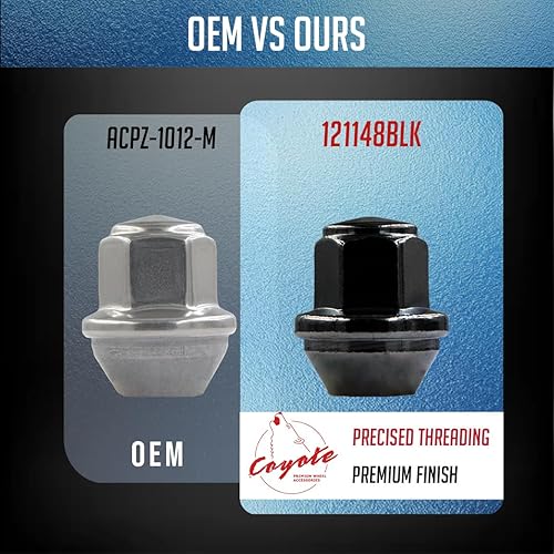 Miniatura 4 de Wheel Accessories Parts 20 tuercas de llanta estilo OEM M14x1.5 14x1.5 rosca OEM de 1.45 pulgadas de largo, color negro 1316 pulgadas, 0.827 in,