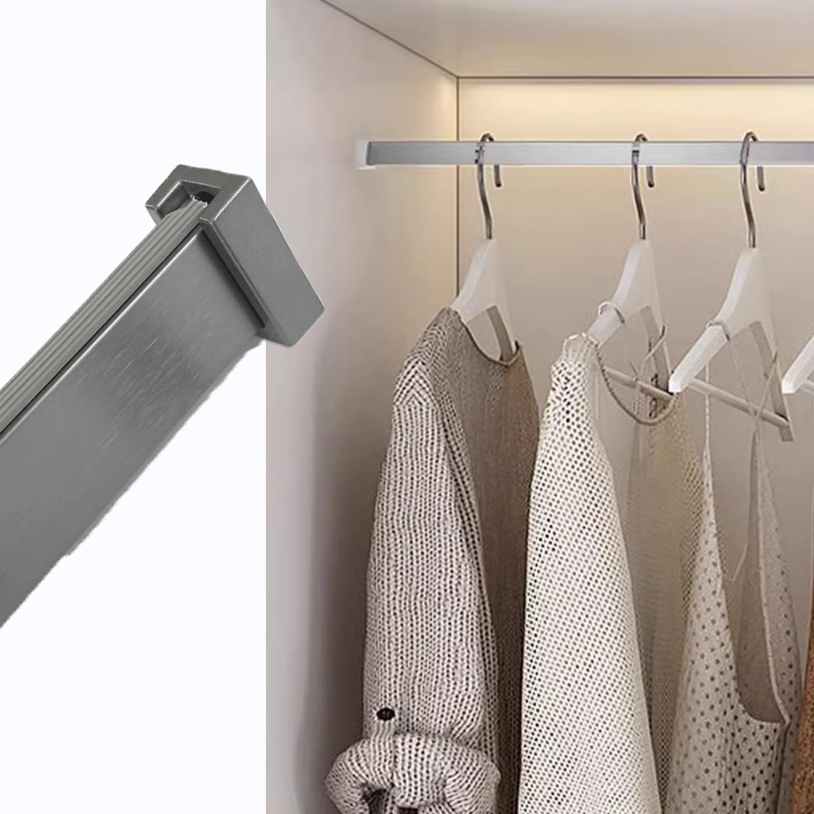Tringle à rideau de douche brossée carrée 140cm en acier inoxydable durable pour dressing chic