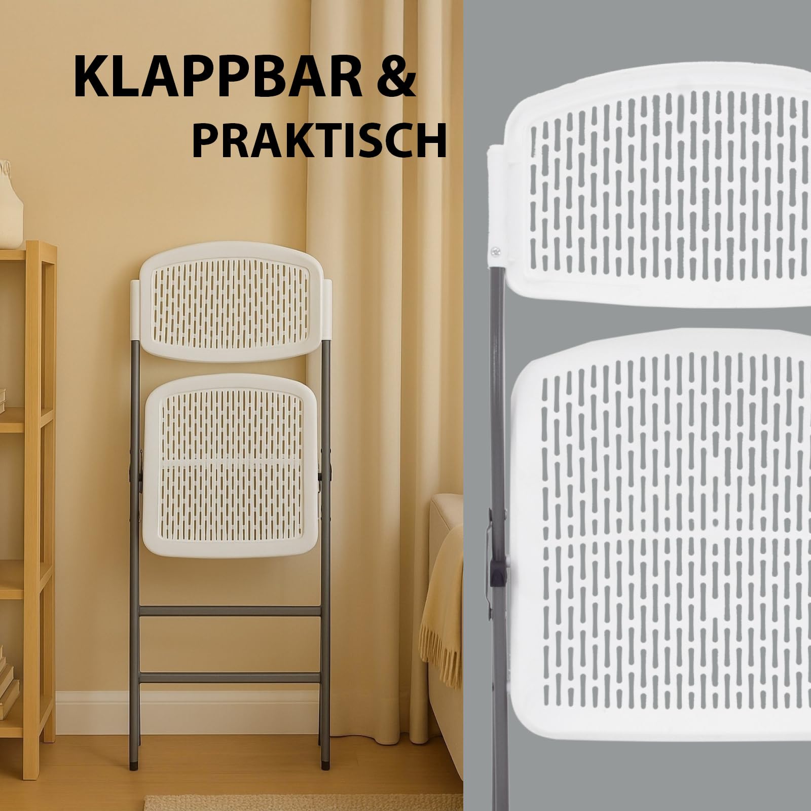 TRUTZHOLM Klappstuhl 2er Set 150 kg Traglast ergonomische Sitzform klappbarer Gartenstuhl mit wetterfester pflegeleichter Sitzfläche Balkonstuhl Campingstuhl Gartenstuhl Terrassenstuhl Angelstuhl weiß