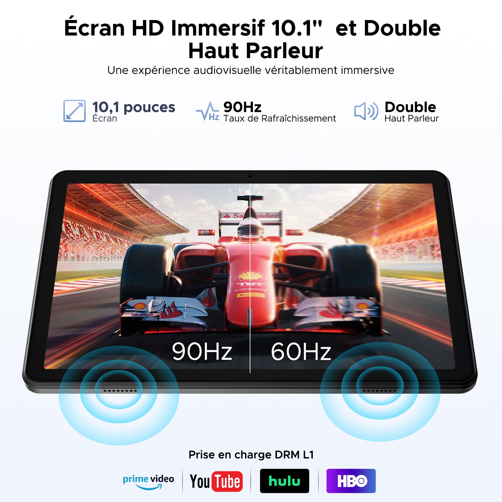 P10 Tablet 10 Pulgadas Android, Tablets Android 16 con Gemini AI, 48GB RAM+128GB ROM, 7000mAh, Unisoc T310 Quad-Core, 90Hz, 8MP+5MP, WiFi 5, Altavoces Duales, Face ID, Tablet con Teclado, Lapiz, Negro