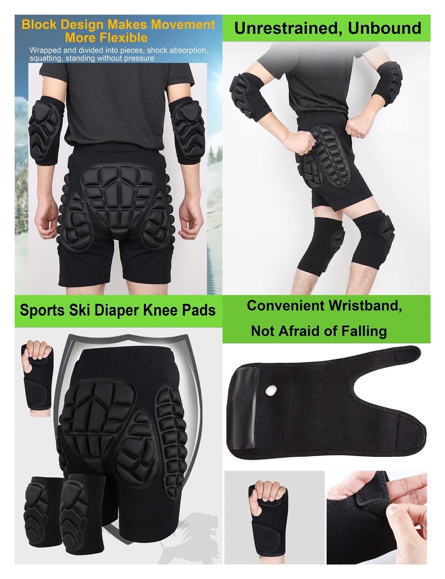 Short De Protection Rembourré for Ski, Patinage sur Glace, Snowboard, Coussinet De Hanche, Pantalon Court, Résistant Aux Chocs, Équipement De Protection 3D